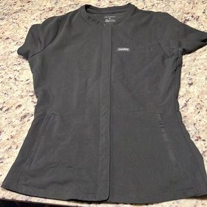 Black scrub top zip-up